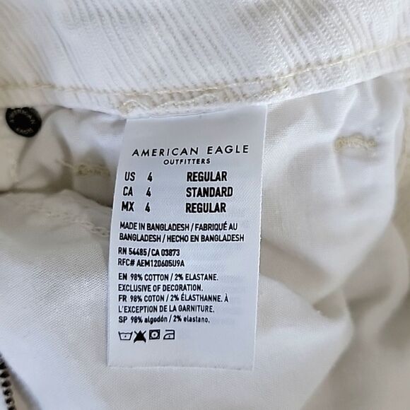 American Eagle Outfitters Mom Straight Leg Cream Corduroy Jeans - Size 4 - Picture 6 of 11